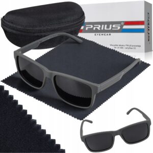 Okulary Przeciwsłoneczne Polaryzacyjne Prius PLS-319 UV400 Sportowe Szare z Etui