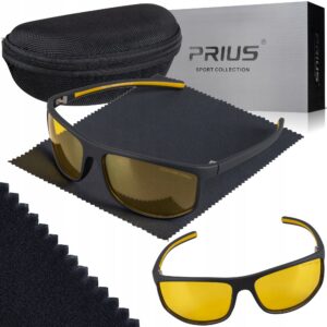 Okulary Przeciwsłoneczne Polaryzacyjne Prius PLS-313 Sportowe - Czarne - UV400 z Etui