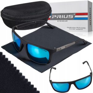 Okulary Przeciwsłoneczne Polaryzacyjne Prius PLS-320 UV400 Sportowe Czarne z Etui