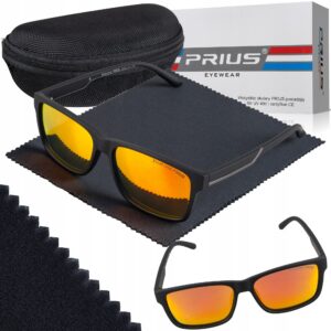 Okulary Przeciwsłoneczne Polaryzacyjne Prius PLS-319 UV400 Sportowe Czarne z Etui