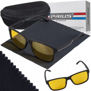 Okulary Przeciwsłoneczne Polaryzacyjne Prius PLS-319 UV400 Sportowe Czarne z Etui