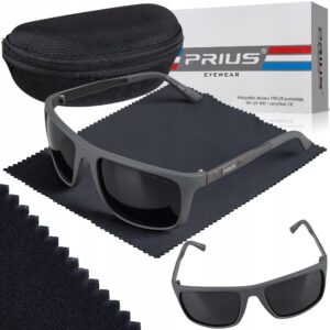 Okulary Przeciwsłoneczne Polaryzacyjne Prius PLS-320 UV400 Sportowe Szare z Etui