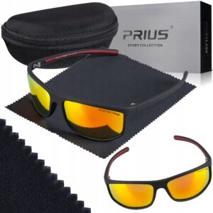 Okulary Przeciwsłoneczne Polaryzacyjne Prius PLS-313 Sportowe - Czarne - UV400 z Etui