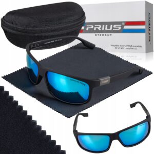 Okulary Przeciwsłoneczne Polaryzacyjne Prius PLS-312 UV400 Sportowe Czarne z Etui