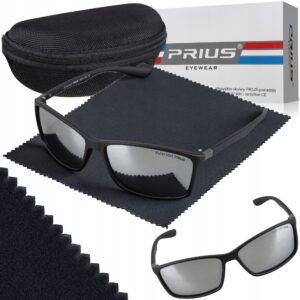 Okulary Przeciwsłoneczne Polaryzacyjne Prius PLS-316 UV400 Czarne z Etui