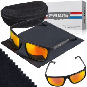 Okulary Przeciwsłoneczne Polaryzacyjne Prius PLS-320 UV400 Sportowe Czarne z Etui