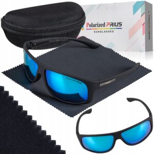 Okulary Przeciwsłoneczne Polaryzacyjne Prius PLS-314 UV400 Sportowe Czarne z Etui
