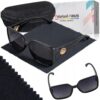 Okulary Damskie Przeciwsłoneczne Kocie Duże Polaryzacyjne Prius V546 Czarny ciemny UV400 z Etui