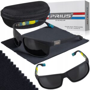 Okulary Przeciwsłoneczne Polaryzacyjne Prius PLS-312 UV400 Sportowe Czarne z Etui