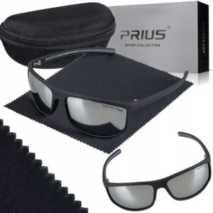 Okulary Przeciwsłoneczne Polaryzacyjne Prius PLS-313 Sportowe - Czarne - UV400 z Etui