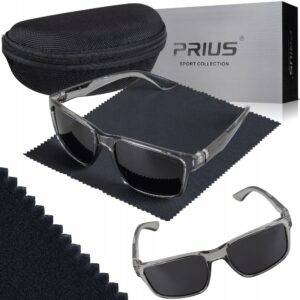 Okulary Przeciwsłoneczne Polaryzacyjne Prius PLS-321 UV400 Sportowe Przezroczysty szary z Etui