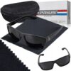 Okulary Przeciwsłoneczne Polaryzacyjne Prius PLS-322 UV400 Sportowe Czarne błyszczące z Etui