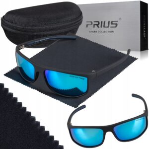 Okulary Przeciwsłoneczne Polaryzacyjne Prius PLS-313 Sportowe - Czarne - UV400 z Etui
