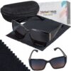 Okulary Damskie Przeciwsłoneczne Kocie Duże Polaryzacyjne Prius V536 Czarny + morski UV400 z Etui