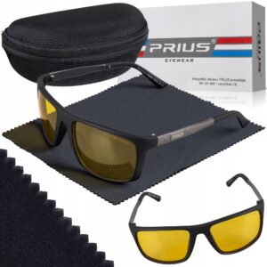 Okulary Przeciwsłoneczne Polaryzacyjne Prius PLS-320 UV400 Sportowe Czarne z Etui