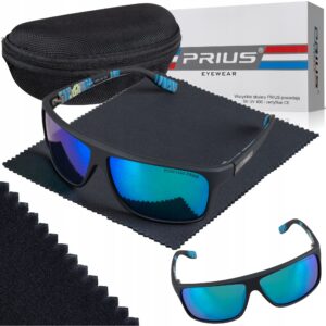 Okulary Przeciwsłoneczne Polaryzacyjne Prius PLS-311 UV400 Sportowe Czarne z Etui