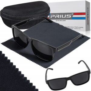 Okulary Przeciwsłoneczne Polaryzacyjne Prius PLS-319 UV400 Sportowe Czarne Błyszczące z Etui