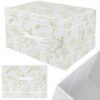 Organizer tekstylny sztywny 50x40x30 cm – pudełko do przechowywania ubrań i pościeli z pokrywą, motyw roślinny