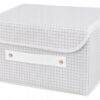 Organizer tekstylny sztywny 26x20x16 cm – pudełko do przechowywania bielizny i drobiazgów z pokrywą na rzep, wzór krata