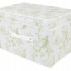 Organizer tekstylny sztywny 40x30x25 cm – pudełko do przechowywania ubrań i pościeli z pokrywą, motyw roślinny