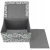 Organizer tekstylny sztywny 40x30x25 cm – pudełko do przechowywania ubrań i ręczników z pokrywą, wzór kwiatowy
