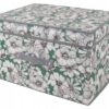 Organizer tekstylny sztywny 40x30x25 cm – pudełko do przechowywania ubrań i ręczników z pokrywą, wzór kwiatowy