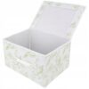 Organizer tekstylny sztywny 50x40x30 cm – pudełko do przechowywania ubrań i pościeli z pokrywą, motyw roślinny