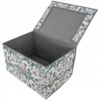 Organizer tekstylny sztywny 40x30x25 cm – pudełko do przechowywania ubrań i ręczników z pokrywą, wzór kwiatowy