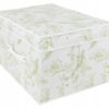 Organizer tekstylny sztywny 40x30x25 cm – pudełko do przechowywania ubrań i pościeli z pokrywą, motyw roślinny