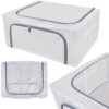 Organizer tekstylny ze stelażem 50x40x22 cm – pojemnik do przechowywania ubrań i pościeli, otwierany na zamek, wzór krata