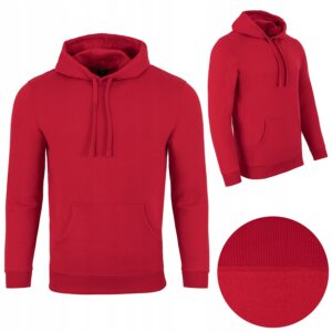 Bluza męska kangurka z kapturem czerwona Lambeste