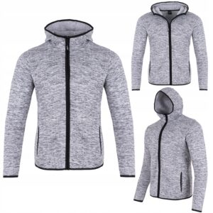 Bluza męska polarowa Lambeste – ciepła rozpinana z kapturem, sportowa i turystyczna, szara