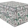 Organizer tekstylny sztywny 40x30x25 cm – pudełko do przechowywania ubrań i ręczników z pokrywą, wzór kwiatowy