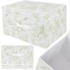 Organizer tekstylny sztywny 40x30x25 cm – pudełko do przechowywania ubrań i pościeli z pokrywą, motyw roślinny