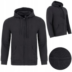 Bluza męska rozpinana z kapturem czarna Lambeste