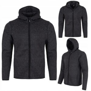 Bluza męska polarowa rozpinana z kapturem grafitowa Lambeste