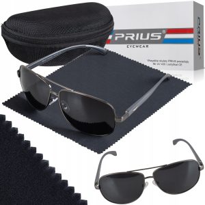 OKULARY PRZECIWSŁONECZNE POLARYZACYJNE PRIUS UV400 PILOTKI Z ETUI