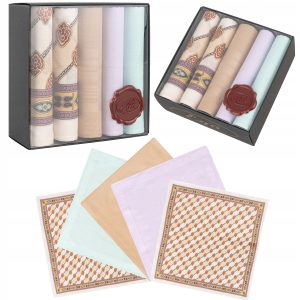 5x ELEGANCKIE CHUSTECZKI DO NOSA POSZETKI BAWEŁNIANE ZESTAW W PUDEŁKU