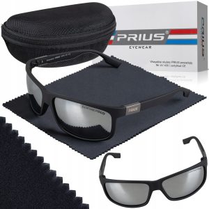 OKULARY PRZECIWSŁONECZNE POLARYZACYJNE PRIUS UV400 SPORTOWE CZARNE Z ETUI