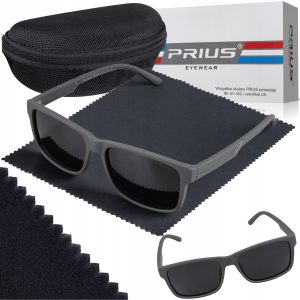OKULARY PRZECIWSŁONECZNE POLARYZACYJNE PRIUS UV 400 SPORTOWE CZARNE Z ETUI
