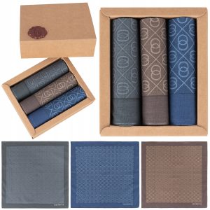 3x ELEGANCKIE CHUSTECZKI DO NOSA POSZETKI BAWEŁNIANE ZESTAW W PUDEŁKU