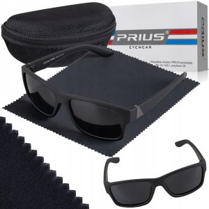 OKULARY PRZECIWSŁONECZNE POLARYZACYJNE PRIUS UV400 CZARNE SPORTOWE Z ETUI