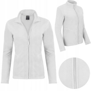 BLUZA POLAROWA DAMSKA ROZPINANA CIEPŁA POLAR DRESOWA SPORTOWA BIAŁA XL