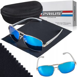 OKULARY PRZECIWSŁONECZNE POLARYZACYJNE PRIUS UV400 PILOTKI Z ETUI