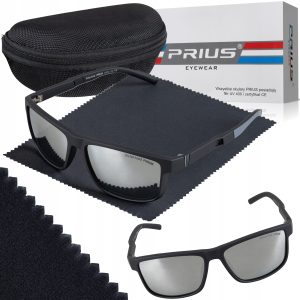 OKULARY PRZECIWSŁONECZNE POLARYZACYJNE PRIUS UV400 SPORTOWE CZARNE Z ETUI