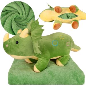 MASKOTKA DINOZAUR DUŻY 3w1 PLUSZAK Z KOCYKIEM 100x160 MIĘCIUTKI PODUSZKA