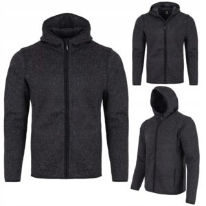 BLUZA MĘSKA NA ZAMEK POLAR Z KAPTUREM KIESZENIE CIEPŁA TURYSTYCZNA GRAFIT S