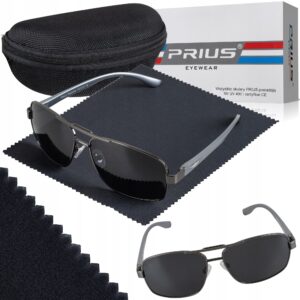 OKULARY PRZECIWSŁONECZNE POLARYZACYJNE PRIUS UV400 PILOTKI Z ETUI