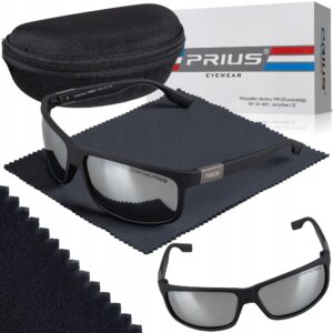 OKULARY PRZECIWSŁONECZNE POLARYZACYJNE PRIUS UV400 SPORTOWE CZARNE Z ETUI