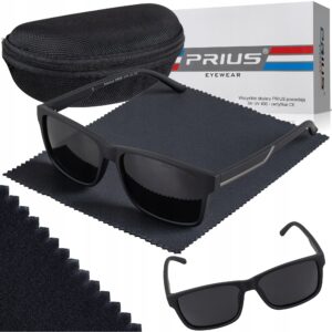 OKULARY PRZECIWSŁONECZNE POLARYZACYJNE PRIUS UV 400 SPORTOWE CZARNE Z ETUI